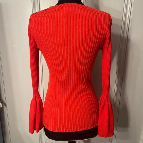 Cabi Hibiscus Trumpet Sleeve Ribbed Cardigan Style 5285 Size Small - Picture 3 of 9